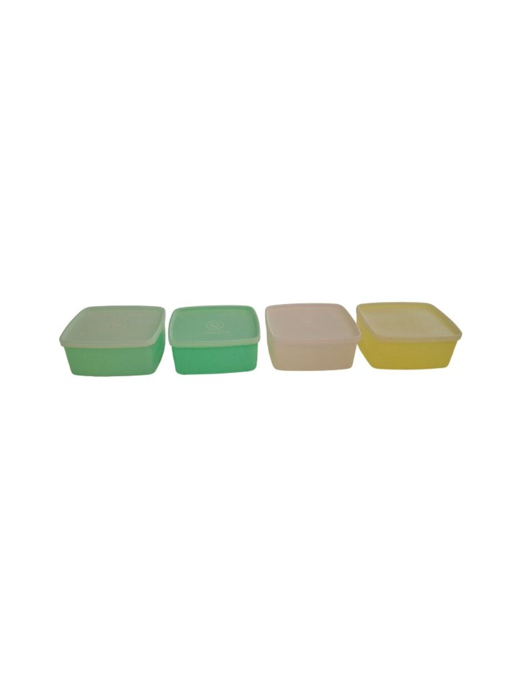 Vintage Tupperware Square Containers Lot 4 Aqua Green Yellow Retro MCM Kitchen